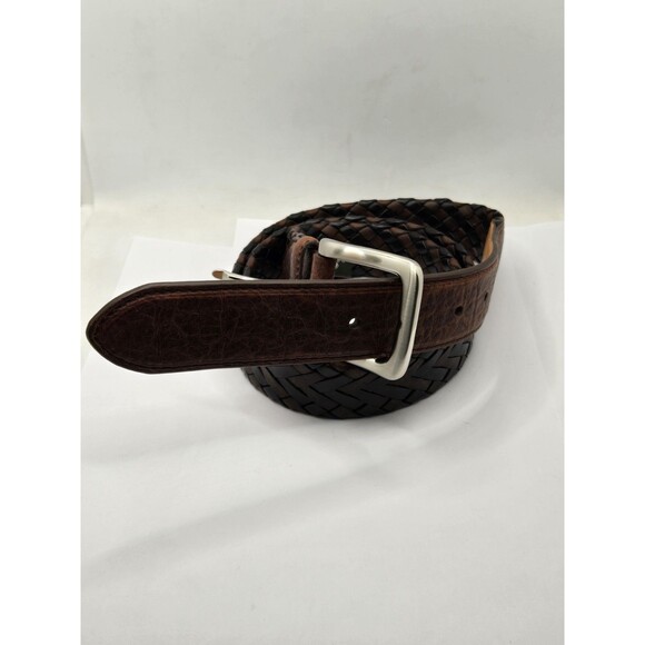 Vintage Fossil Concho Belt Mens Size 95/38 Brown Full Grain Cow Hide Medallion - Picture 9 of 10